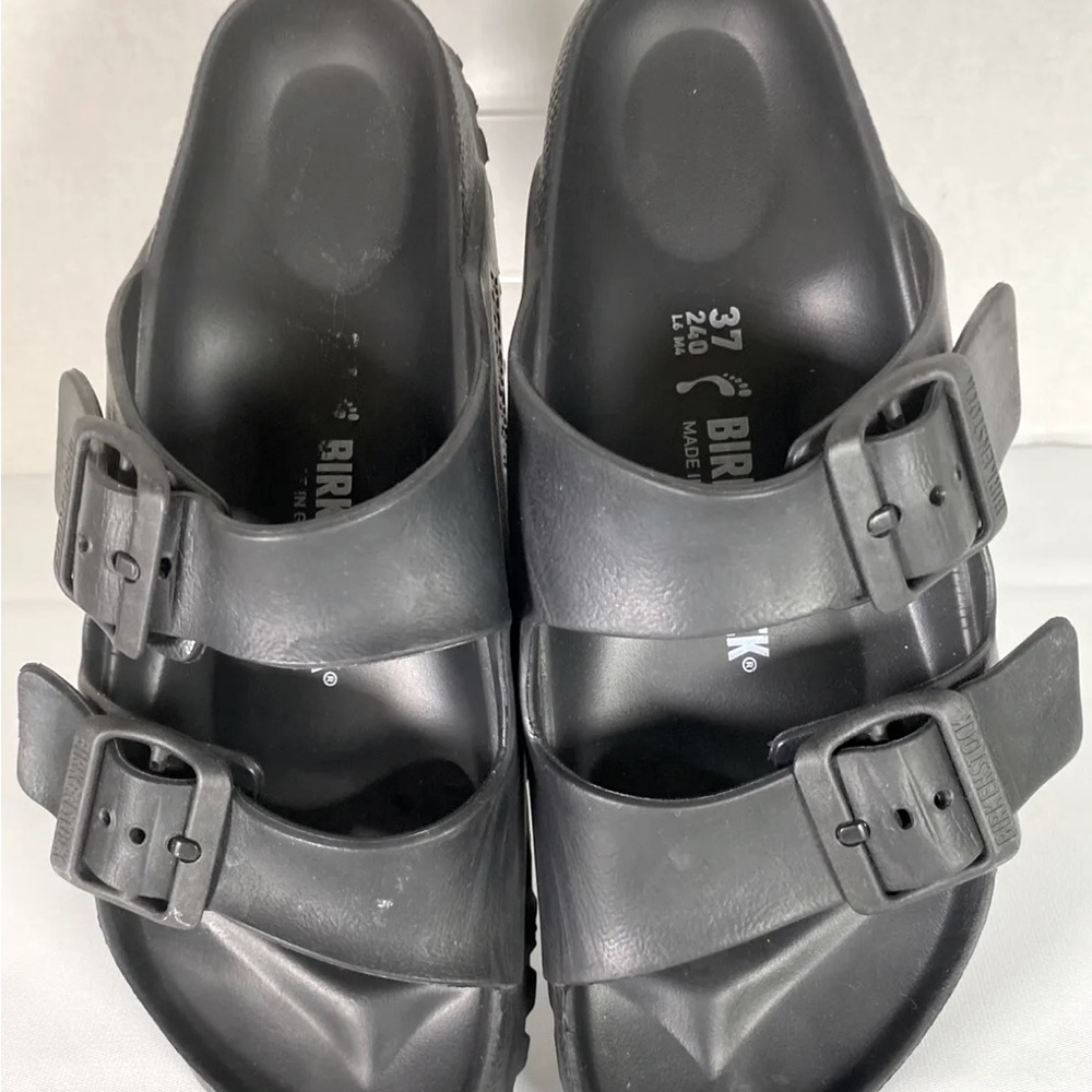 Birkenstock Arizona EVA Womens 37 US 6 Black Rubber Double Strap Sandals